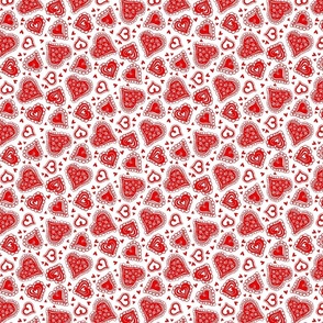 Hearts and Swirls - Red and White - Small