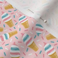 (small scale) Summer Swirl Cones - soft serve icecream - Stars and Stripes (pink) - LAD22