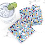 (small scale) Red White and Blue Swirl Cones - soft serve icecream - Stars and Stripes (light blue) - LAD22