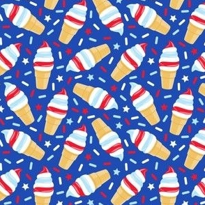 (small scale) Red White and Blue Swirl Cones - soft serve icecream - Stars and Stripes - LAD22