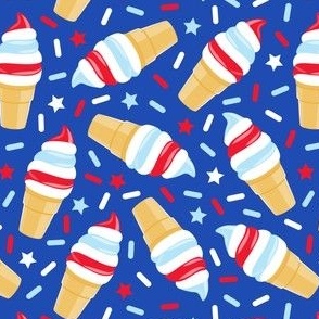 Red White and Blue Swirl Cones - soft serve icecream - Stars and Stripes - LAD22