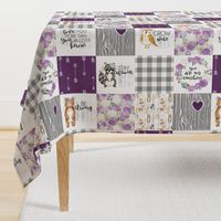 Woodland Buddies//Modified//Plum - Wholecloth Cheater Quilt - Rotated