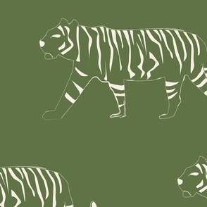 White Tigers one way on green-xl