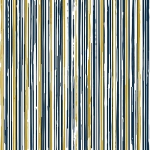 Textured Navy, Gold and White Stripes - vertical - small scale