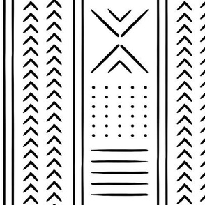 (small scale) black and white mud cloth - arrow cross dot - mudcloth home decor tribal - C22