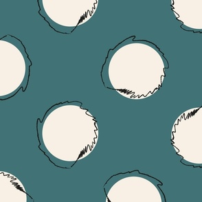 Hand drawn dots in beige on teal-xl