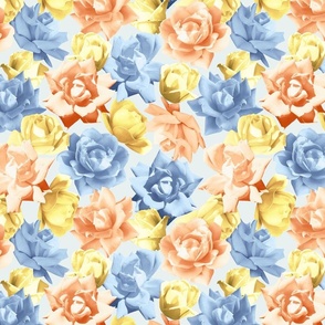 Blue Orange Yellow Roses 24