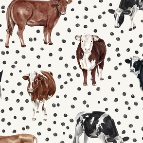 Cows with Dots on Cream JUMBO
