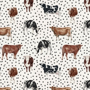 Vintage Cows with Dots 12x12