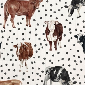 Vintage Cows with Dots JUMBO