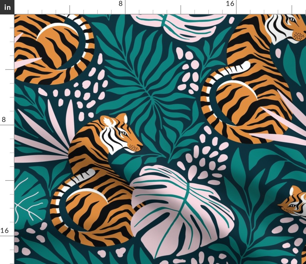 XL Year Of Tiger Tropical Jungle Green