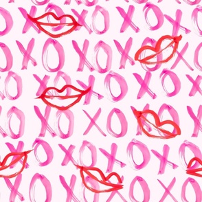 xoxo valentine's day red lips scribble
