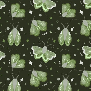 Mystic Moths Green - Large