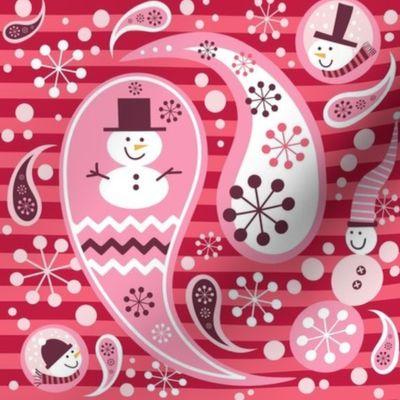 Snowman Paisley Red
