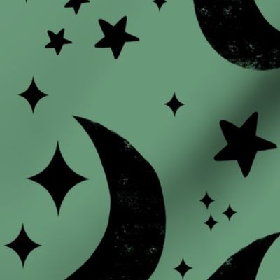 Moon and Stars Green - Jumbo