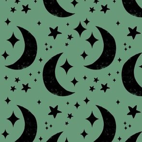 Moon and Stars Green - Jumbo