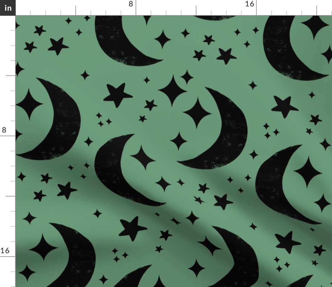 Moon and Stars Green - Jumbo