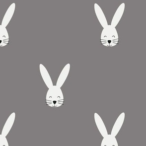 Happy Bunny / medium scale / dark brown playful bunny design for spring and easter