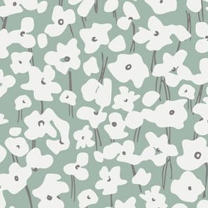  Anna / medium scale / sage green abstract sweet playful floral pattern design 