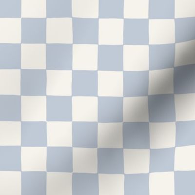 Small // Retro Checker Checkerboard in Plain Light Blue