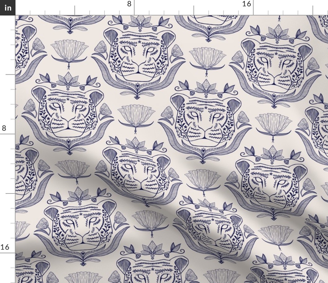 Blue Tiger Damask