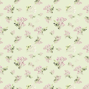 Soft Pink Floral on Green Large