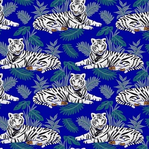 White Tiger on Dark Blue