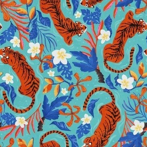 Small - Tiger Swim Blue