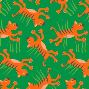 Year of the Tiger 2022 Cute Wild Animal Kids Wildlife African Big Cat Safari Zoo in Bright Orange and Green - MEDIUM Scale - UnBlink Studio by Jackie Tahara