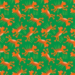 Year of the Tiger 2022 Cute Wild Animal Kids Wildlife African Big Cat Safari Zoo in Bright Orange and Green - SMALL Scale - UnBlink Studio by Jackie Tahara