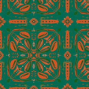 Turquoise orange tile 