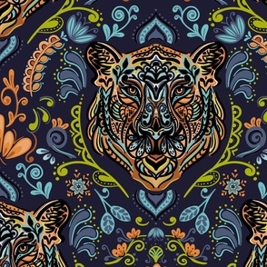 Tiger Mandala Damask Bold 