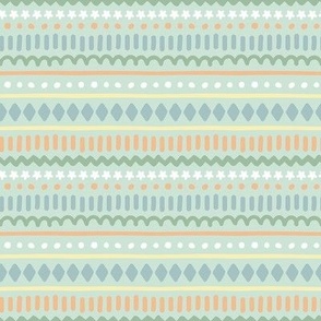 Spring Doodle Stripe - Mint, Medium Scale