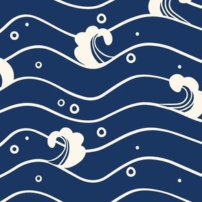 Large Waves in Dark Blue Background