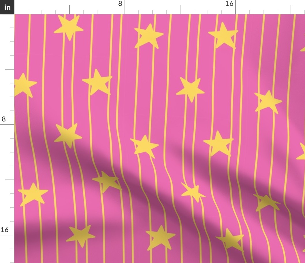 Gold stars and stripes - dark pink