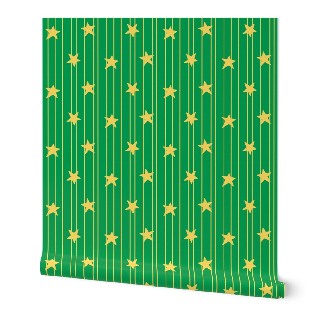 Gold stars and stripes - green