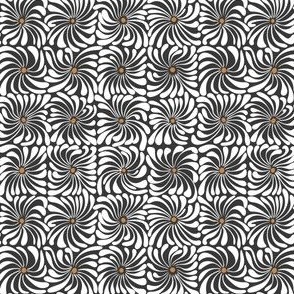 Natisha SMALL 1 inch psychedelic daisy grid - charcoal