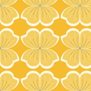 Retro flower tile mustard  a lg-01