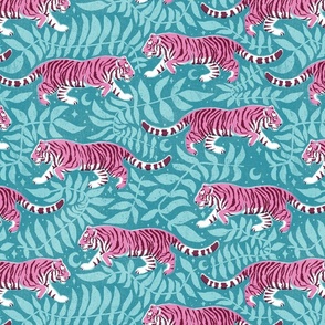 Tigers - large - mauve and aqua