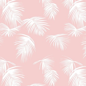 natisha tropical palm leaf - blush and white