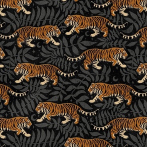 Tigers - large - desert sun gold, black, and cream on black and charcoal