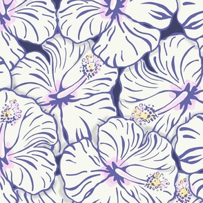 Tampa Bay Rays Sketch White Hibiscus Violet Background 3D Hawaiian