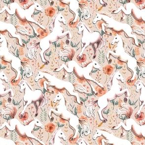 Foals Frolic - neutral earth tone floral