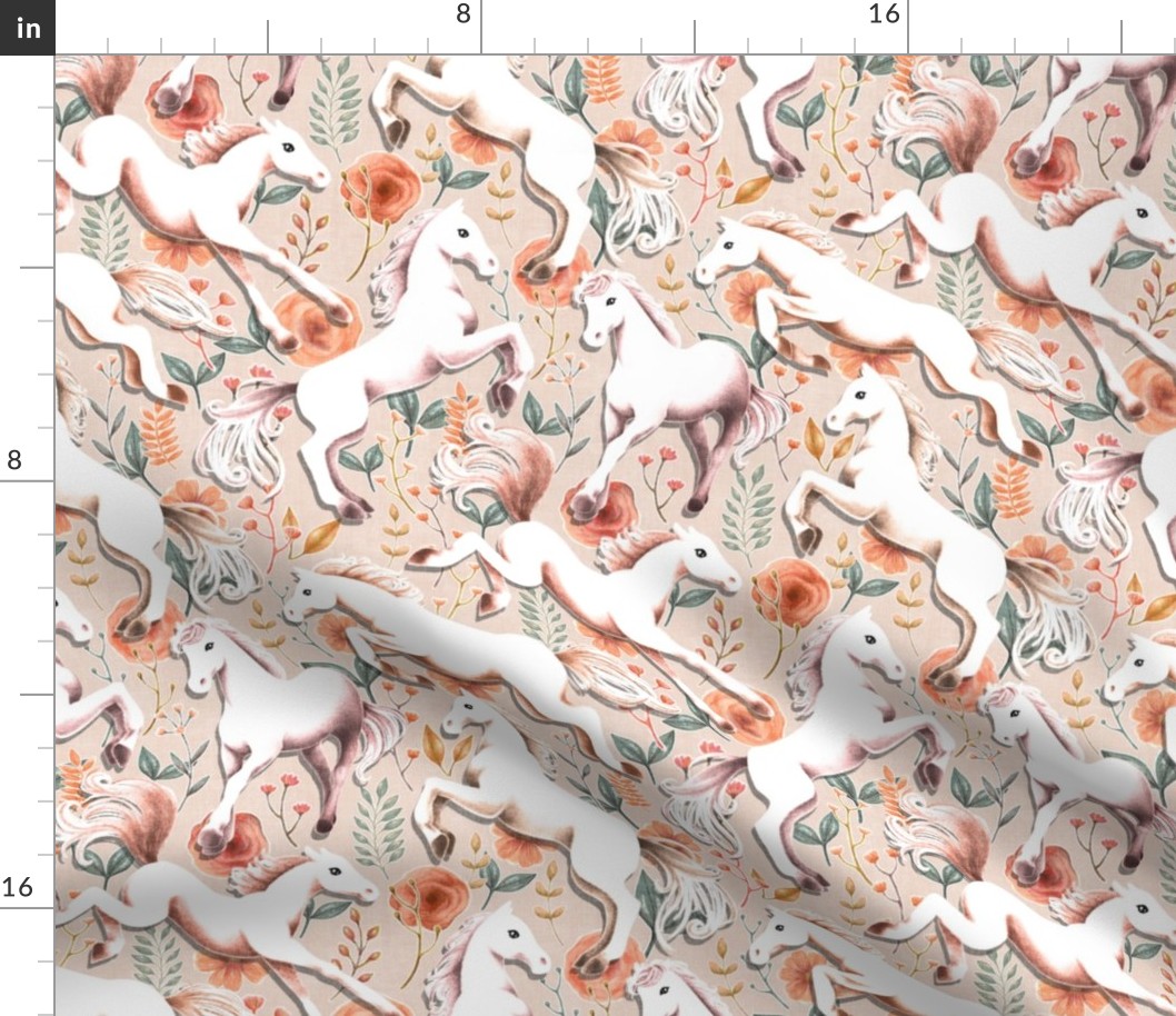 Foals Frolic - neutral earth tone floral