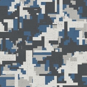Camouflage brick pattern blue distressed