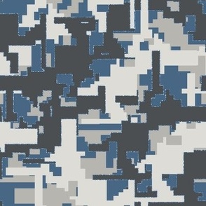 Camouflage brick pattern blue glitter