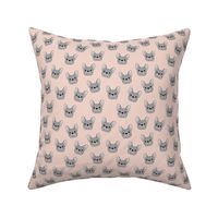 Cute little freehand frenchie dogs adorable bulldog face illustration  kids design gray on blush nude