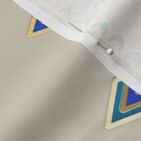 Custom Ivory Background Jade and Aquamarine Art Deco Double Drop border print