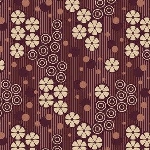 Geometric floral abstraction, wine red / 0618