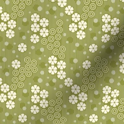 Geometric floral abstraction, light green / 0619